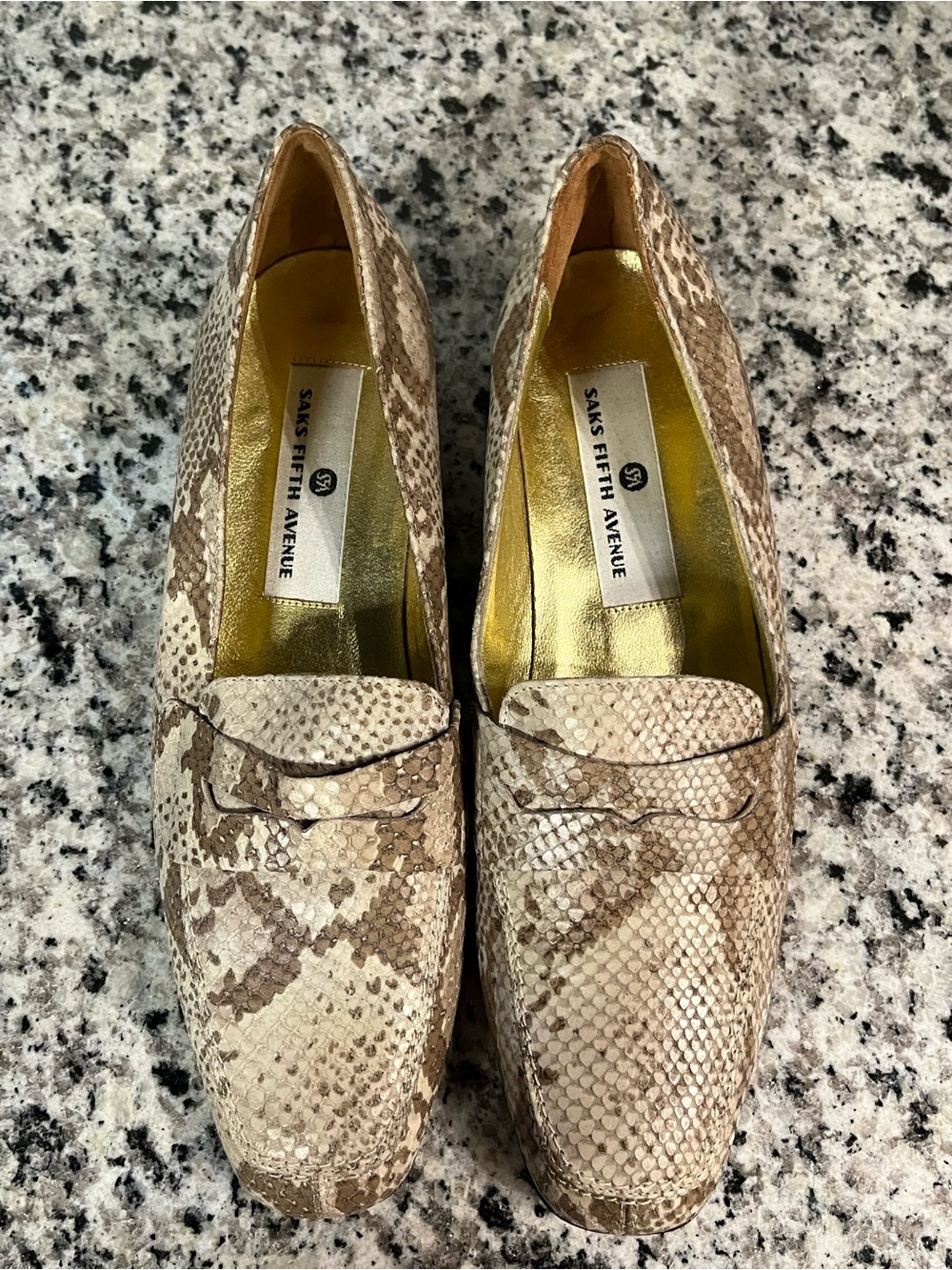 NEW Saks Fifth Avenue Snakeskin Loafers